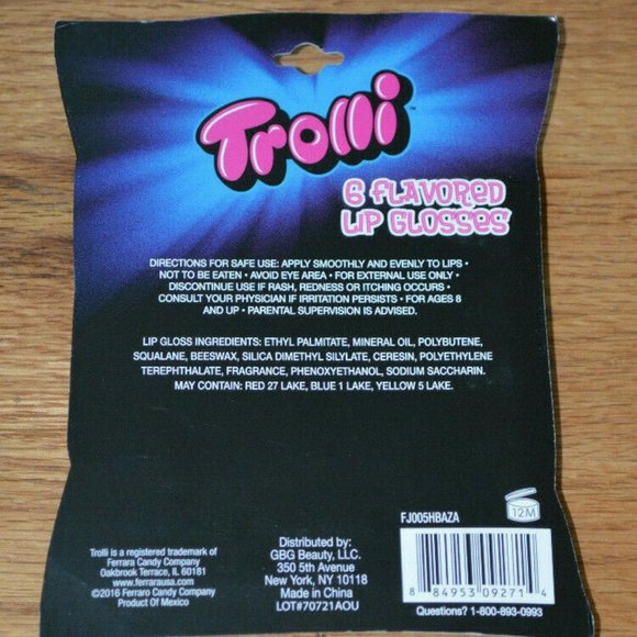 Trolli 6 Flavored Lip Glosses in Sour Candy & Frui - Picture 2 of 2